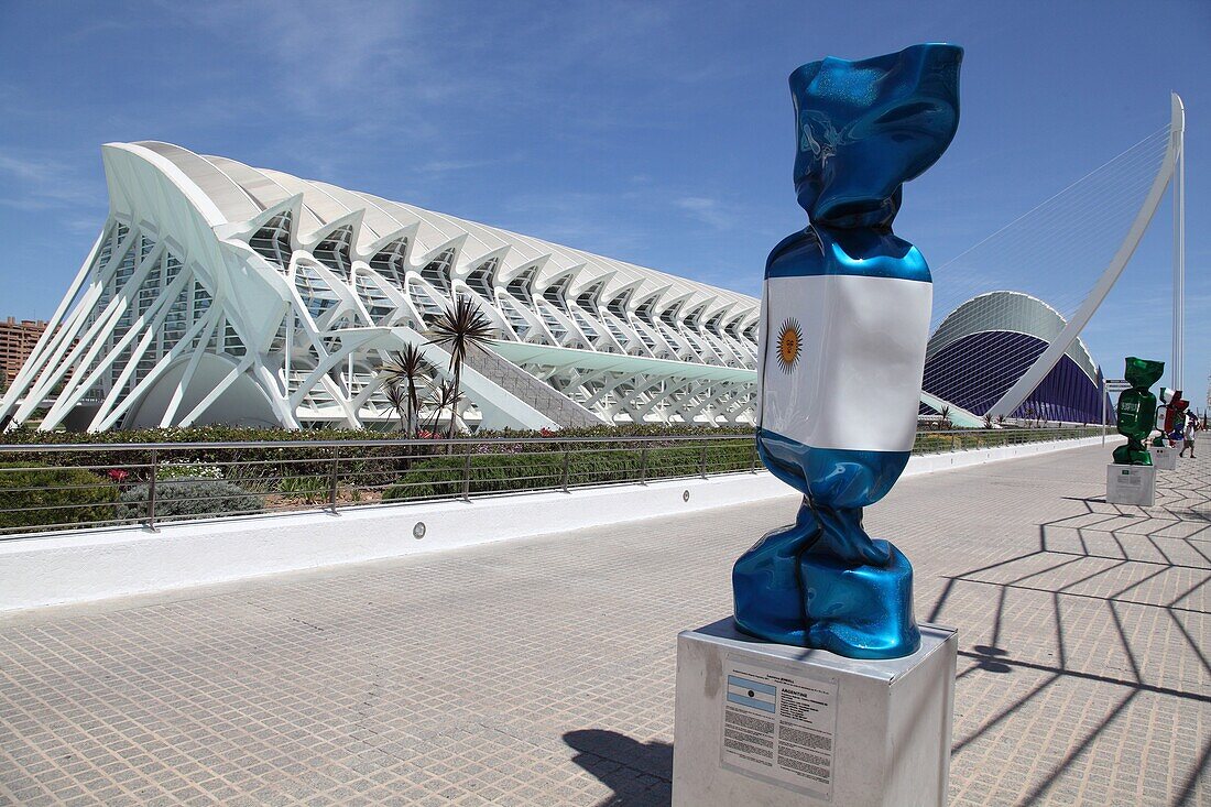 Representation of the countries in the City of Arts and Sciences by Santiago Calatrava, Valencia, Spain, Europe