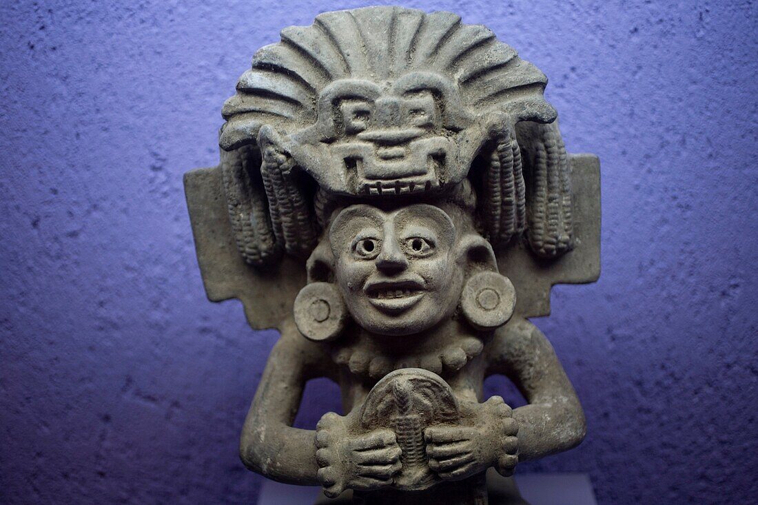 An image of a Zapotec god is displayed at the Rufino Tamayo pre-Hispanic art museum in Oaxaca, Mexico