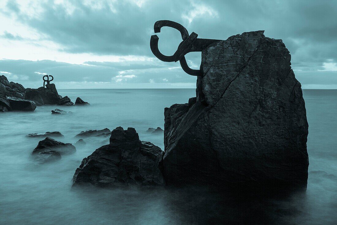 Peine del viento sculpture by Eduardo Chillida in San Sebastian, Donostia, Basque country, Spain