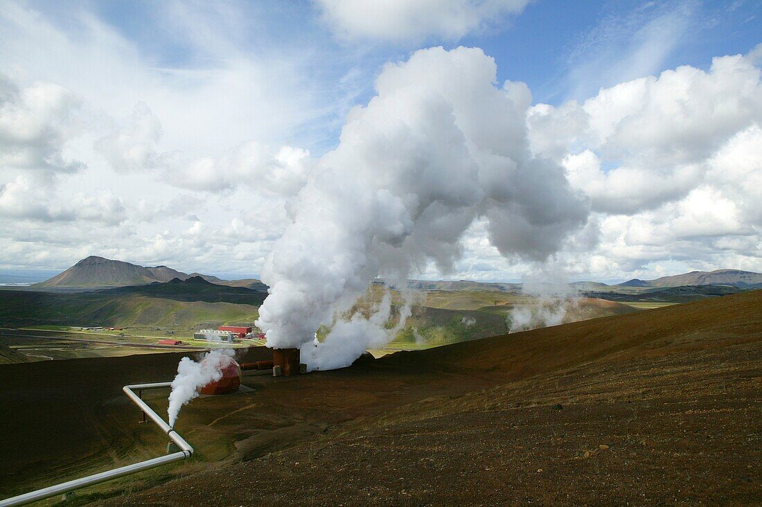 Pipelines at Krafla Geothermal Power Plant, Iceland