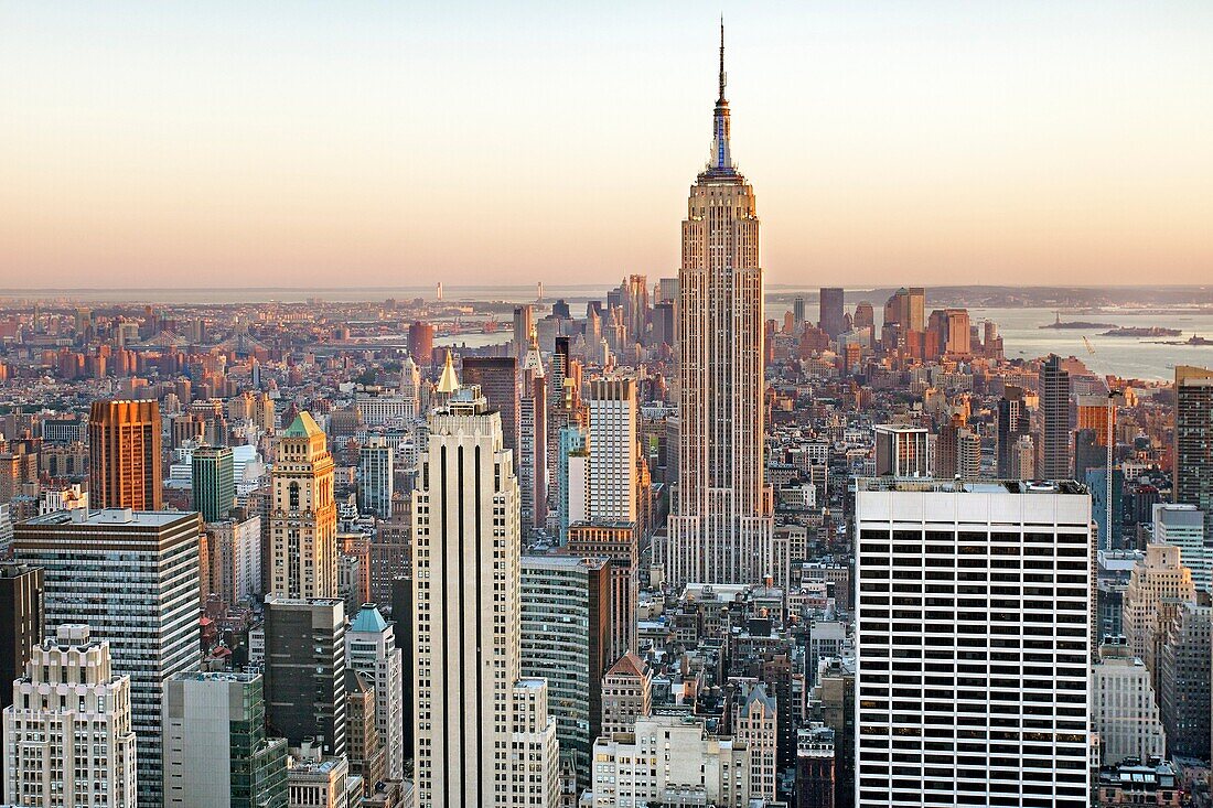 Midtown and the Empire State building, from the top of the Rockefeller Center Building, Manhattan, New York City  USA