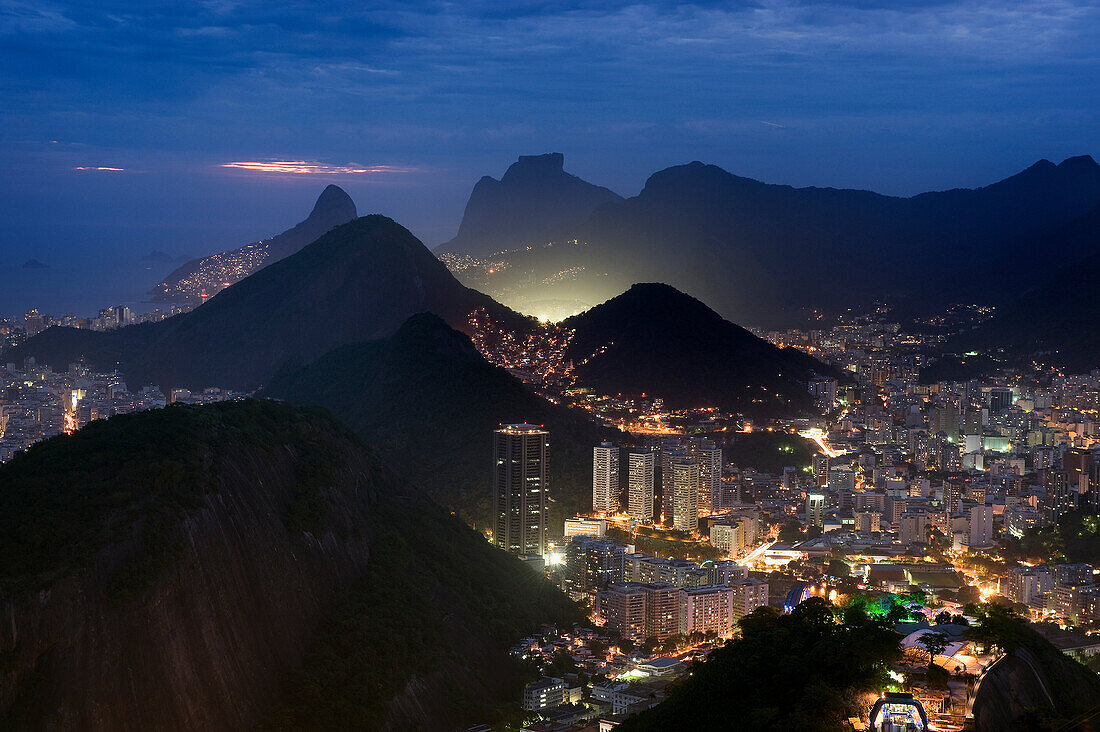 Aerial view of Rio de Janeiro at night