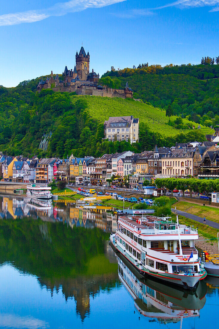 Germany, Europe, travel, Moseltal, Moselle, Cochem, Castle, agriculture, bend, clouds, Mosel, nature, river, tourism, valley, village, vineyard, wine, boats. Germany, Europe, travel, Moseltal, Moselle, Cochem, Castle, agriculture, bend, clouds, Mosel, nat