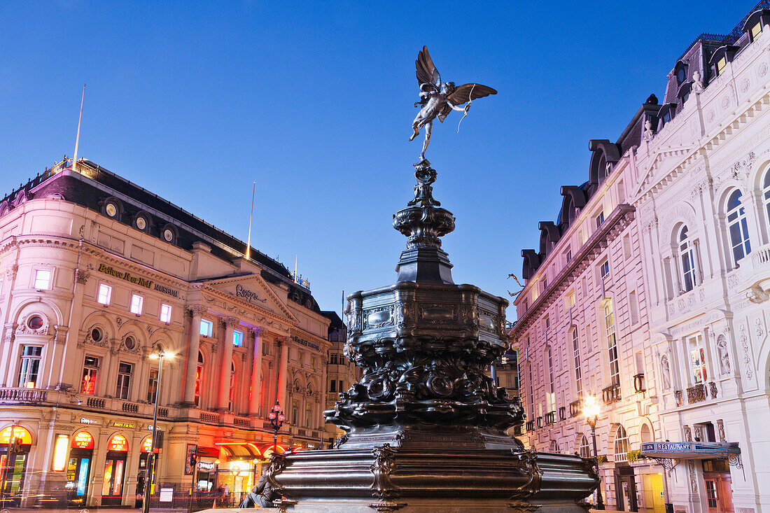 UK, United Kingdom, Great Britain, Britain, England, Europe, London, Soho, Piccadilly Circus, Piccadilly, Statue, Eros, Night View, Illumination. UK, United Kingdom, Great Britain, Britain, England, Europe, London, Soho, Piccadilly Circus, Piccadilly, Sta