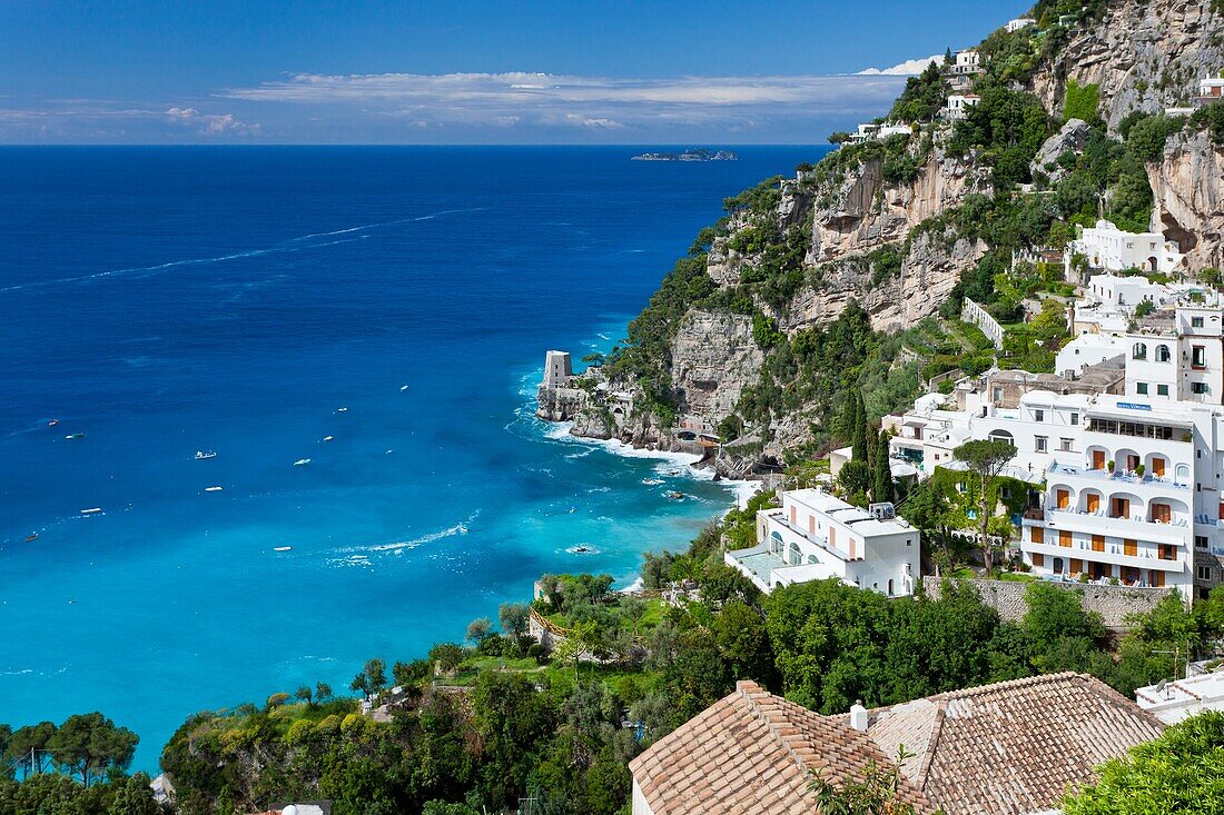 A view of the town of Positano and the Amalfi Coast, Italy