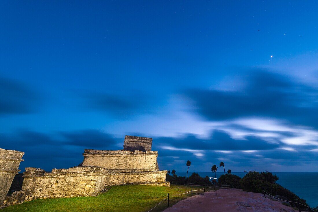 Tulum archaeological site, which is the site of a Pre-Columbian Maya walled city serving as a major port for Cobá on the Caribbean Sea, Riviera Maya, Mexico Riviera Maya, Mexico