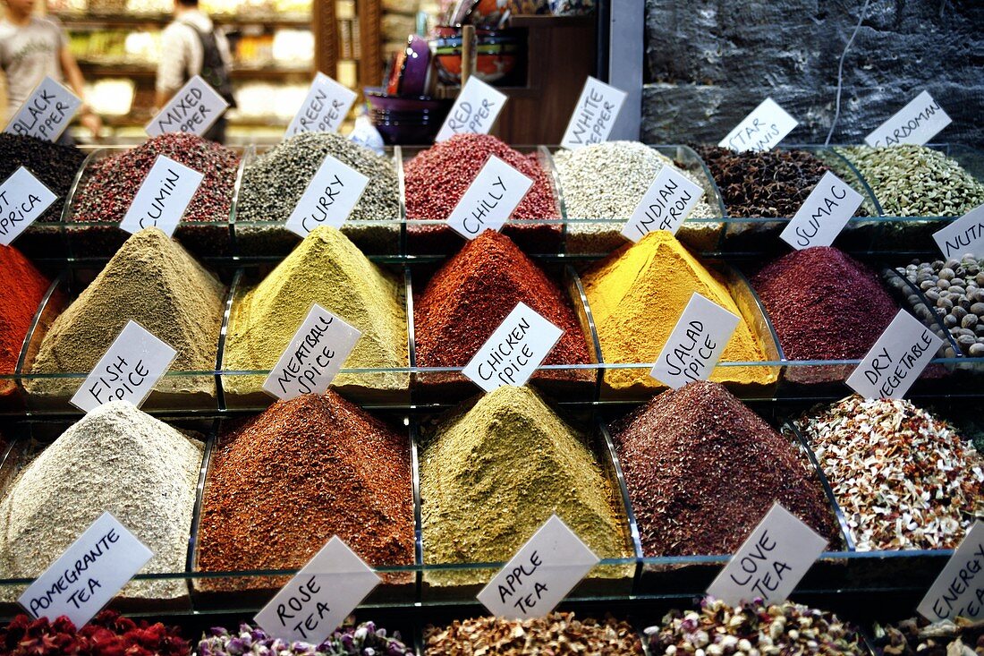 Spices and Teas for sale at The Spice Market, Istanbul, Turkey