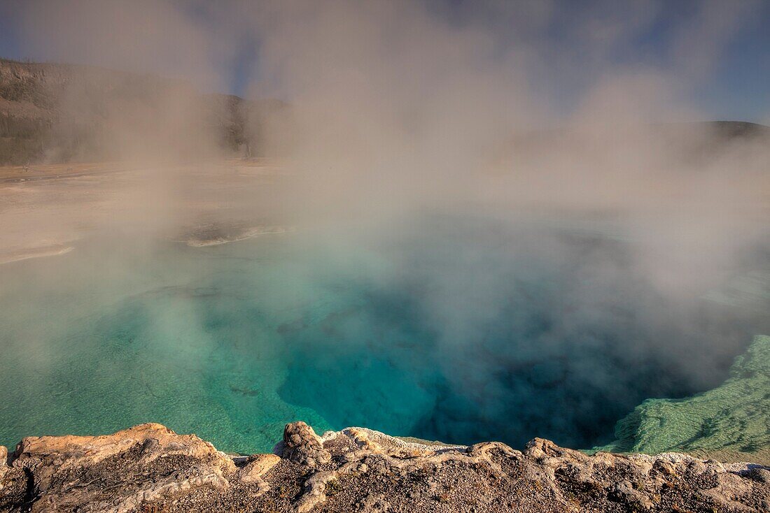 Sapphire Pool, Biscuit Basin, Yellowstone National Park, Wyoming, USA
