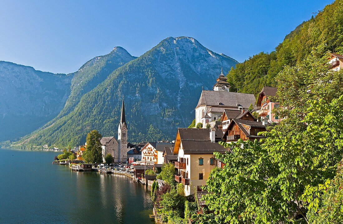 The picturesque village of Hallstatt in the Salzkammergut, Austria, Europe