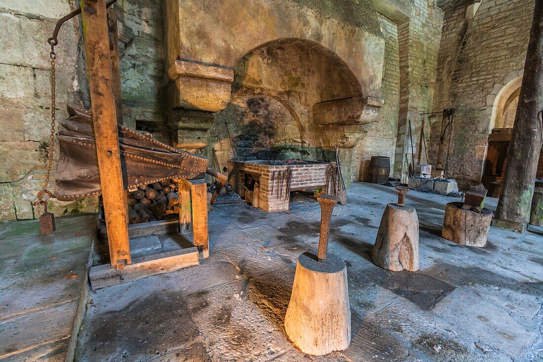 Blacksmith´s shop at the historic monastery of Fontenay, Burgundy, France, Europe