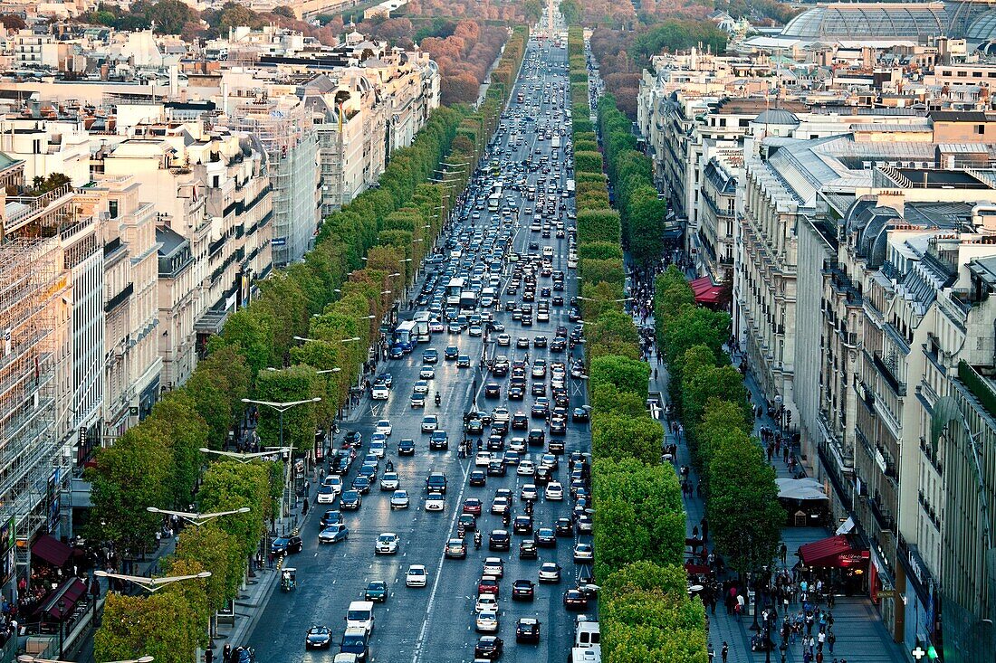 View of Champs Elysees, Paris, Ile de France, France, Europe