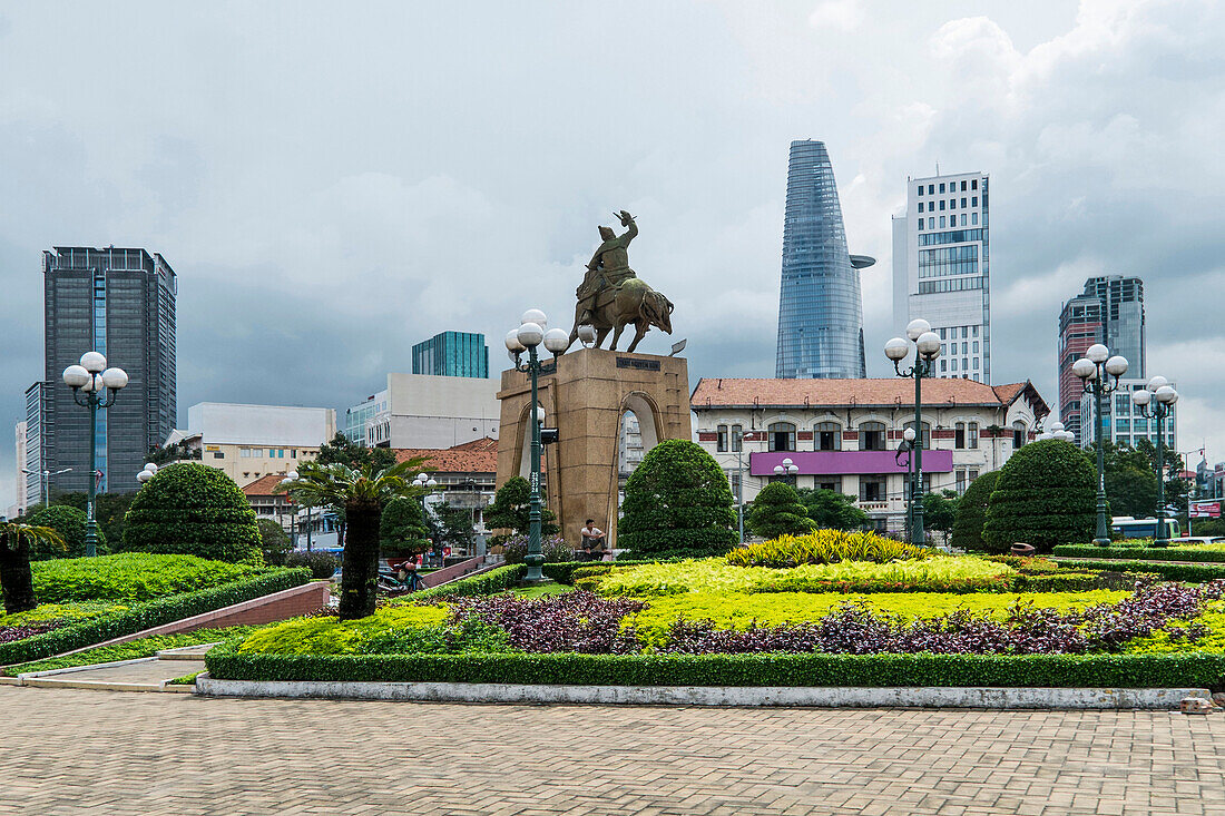 Skyline of Saigon with monument, south Vietnam, Vietnam, Asia