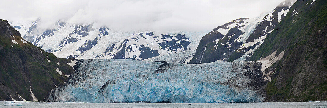 Panoramic view of Surprise Glacier in Harriman Fjord, Prince William Sound, Southcentral Alaska
