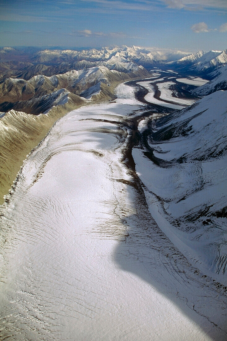 Muldrow Glacier Alaska Range Denali Natl Park Interior AK winter aerial