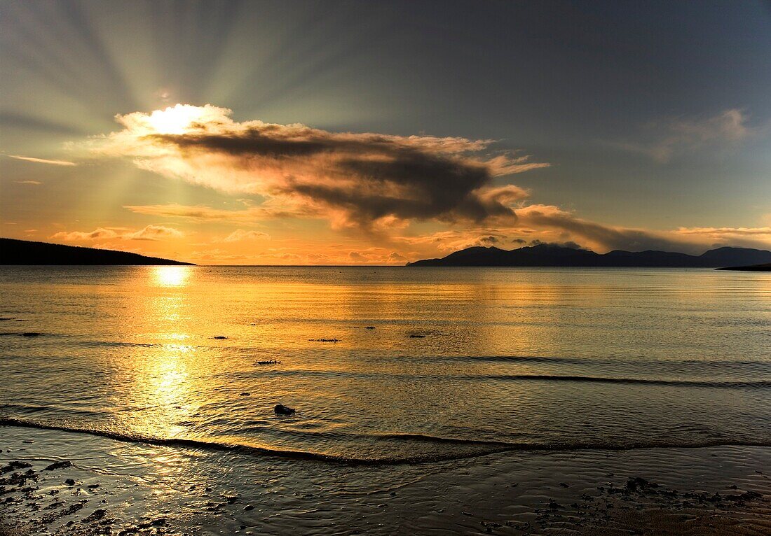 Isle Of Arran, Argyll And Bute, Kilbride Bay, Scotland, Sunset Over Beach