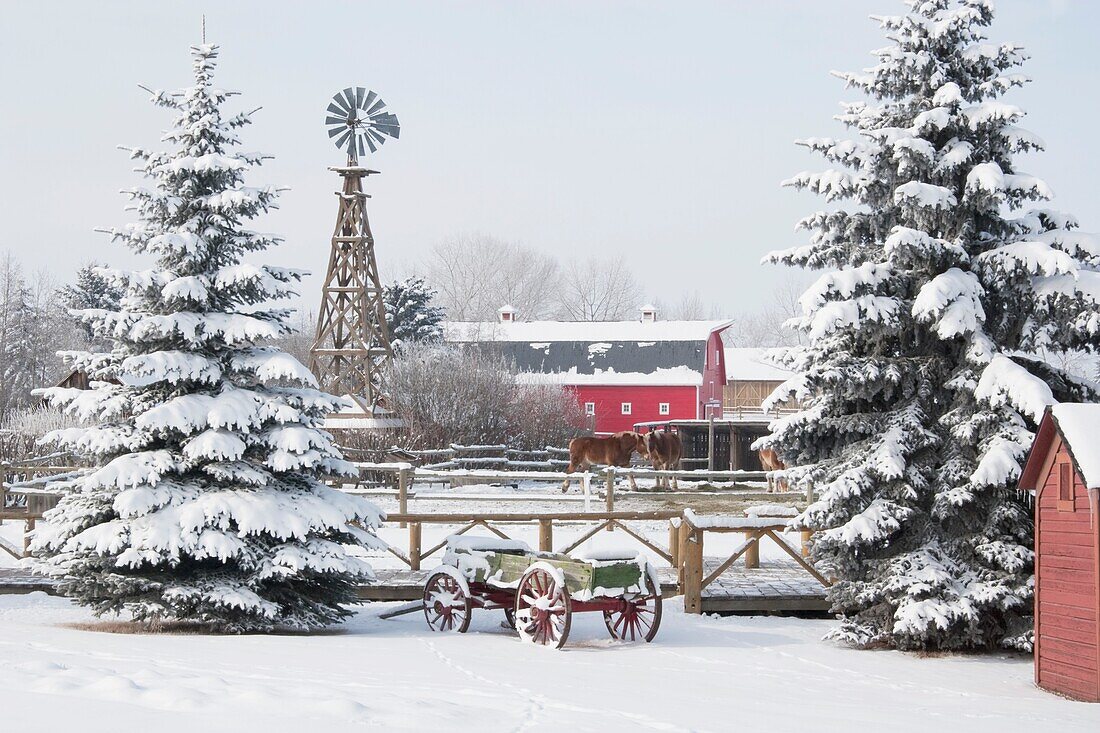 Heritage Park Historical Village In Winter, Calgary, Alberta, Canada