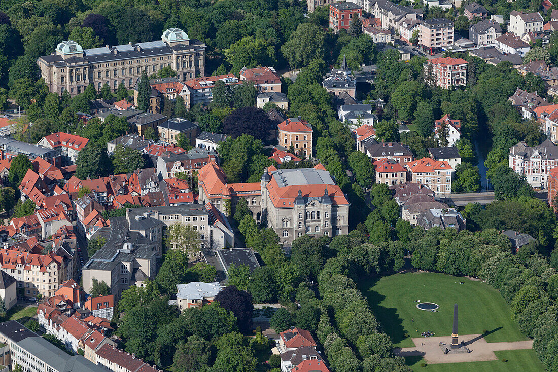 Aerial view of Brunswick with Loewenwall, Magniviertel, Herzog Anton Ulrich Museum, Brunswick, Lower Saxony, Germany