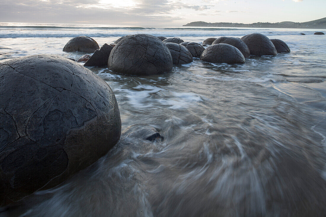 Moeraki Boulders, spherical concretions, stone ball, South Island, New Zealand