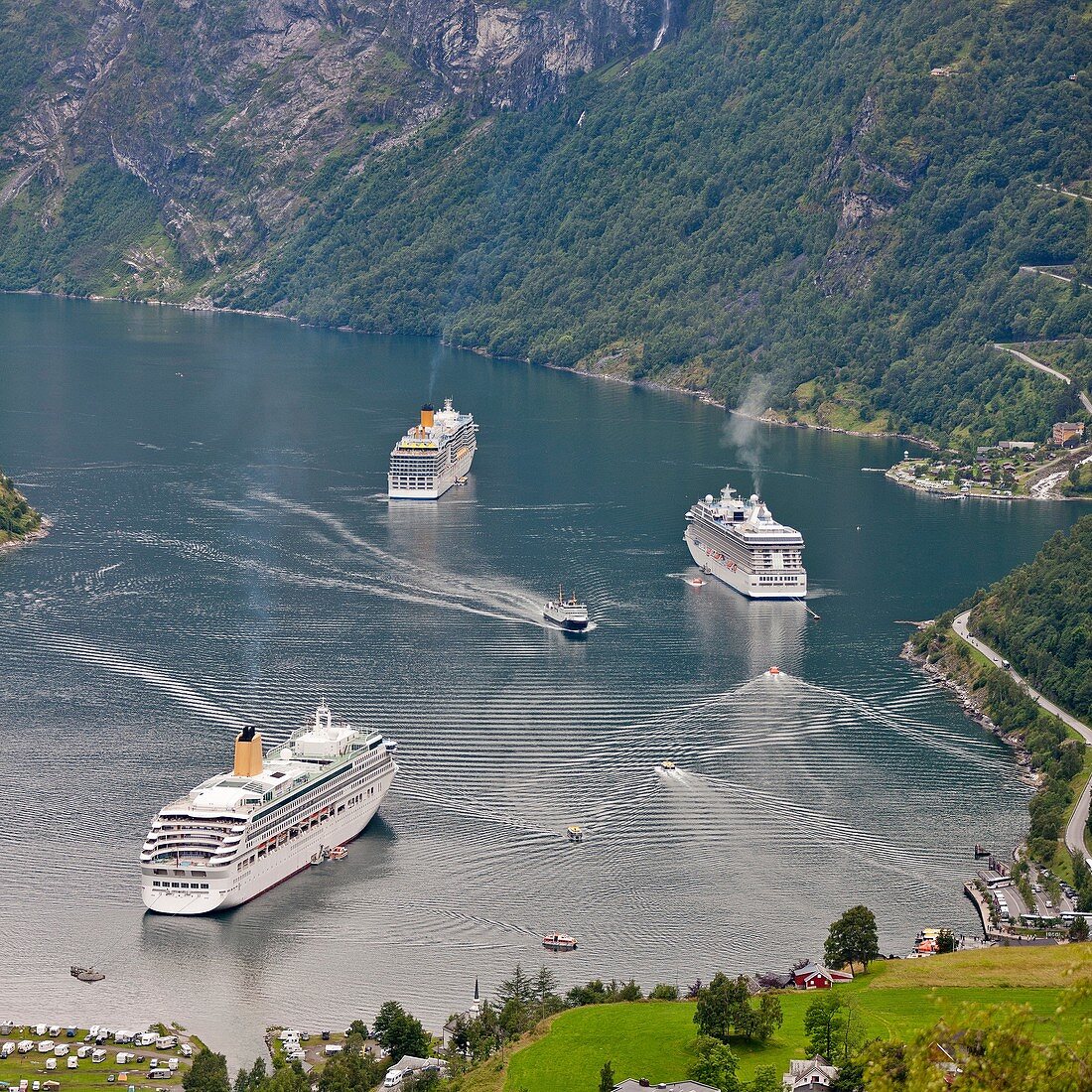 Cruise ships in Geirangerfjord, Norway