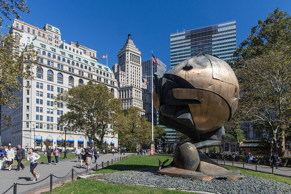 The Sphere Sculture in Battary Park, Manhattan Financial District, New York