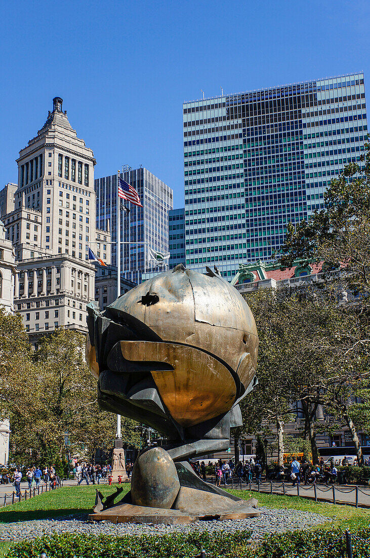 The Sphere Sculture in Battary Park, Manhattan Financial District, New York