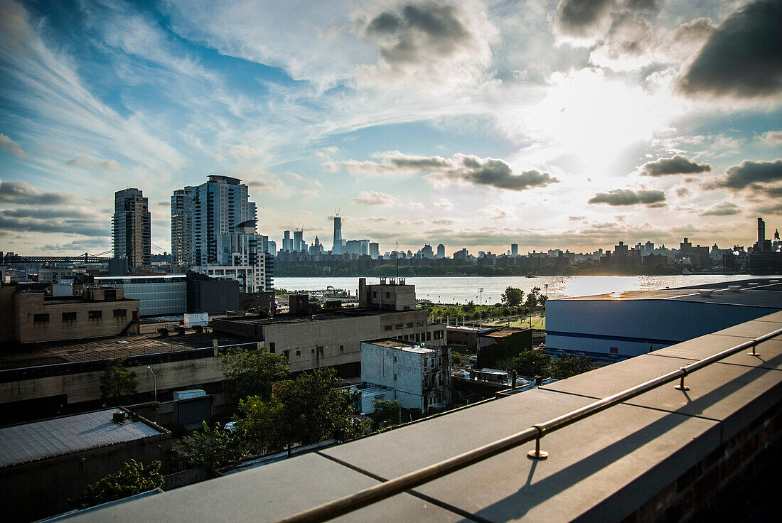 Dramatic Sky Over East River Between Williamsburg, Brooklyn and Lower Manhattan