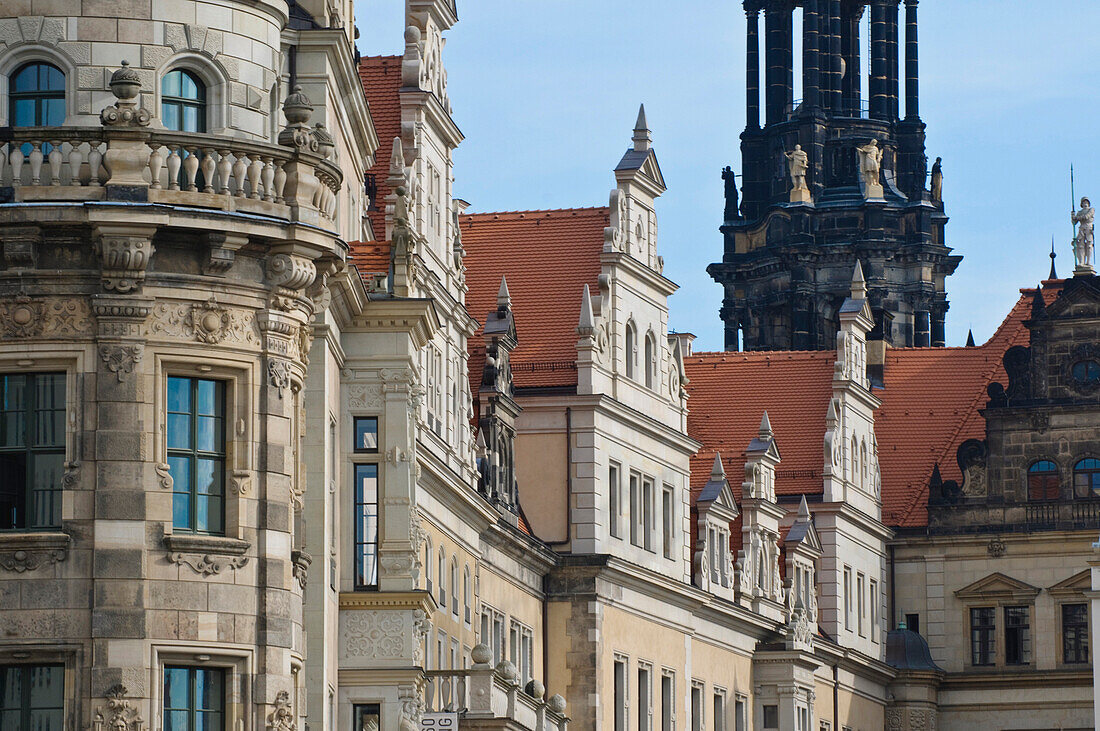 Schlossstrasse with Dresden castle, Residenzschloss, Dresden, Saxony, Germany