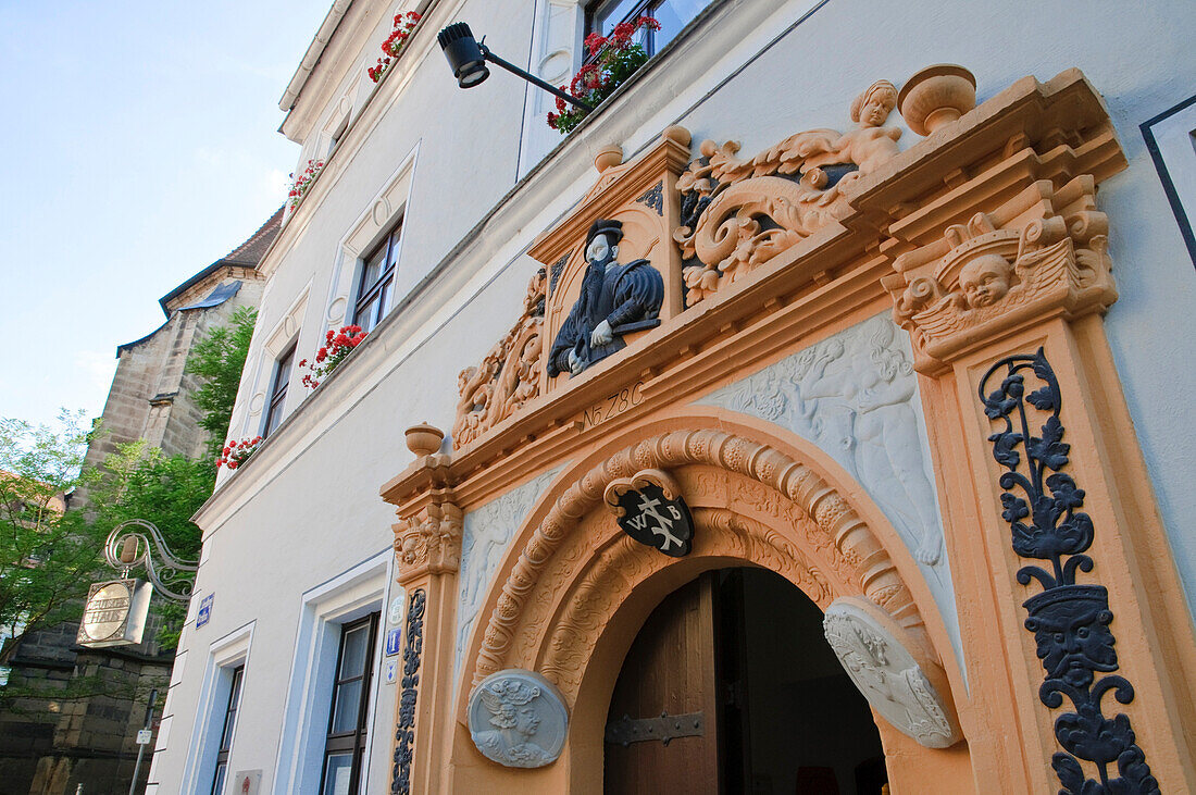 Deutsches Haus with renaissance gate, Pirna, Saxony, Germany, Europe