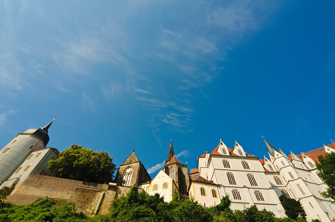Low angle view of Albrechtsburg castle, Meissen, Saxony, Germany, Europe