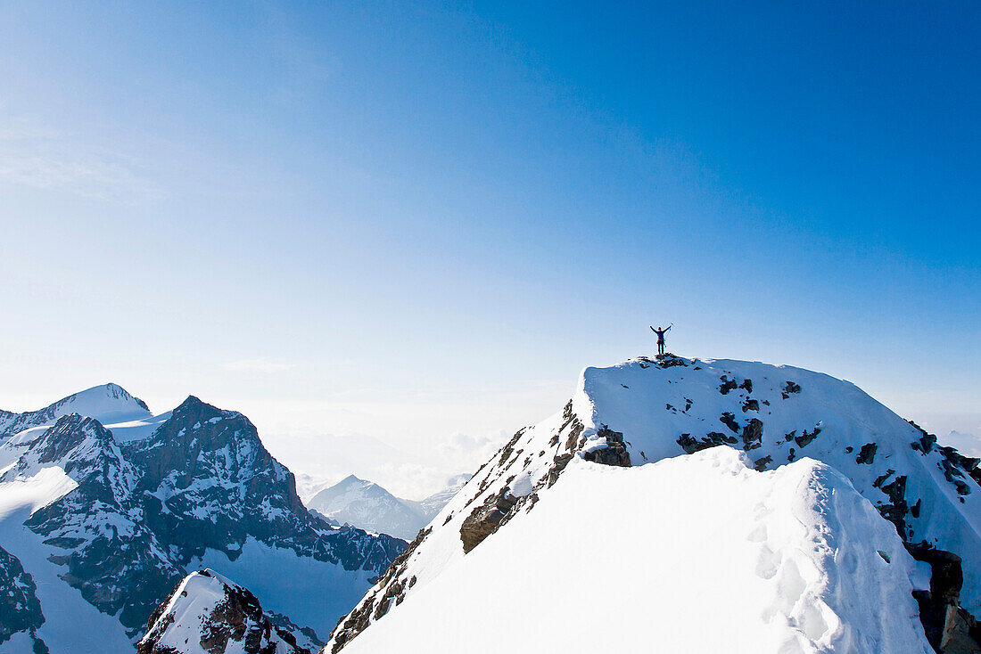 Bergsteiger am Piz Roseg, Oberengadin, Graubünden, Schweiz