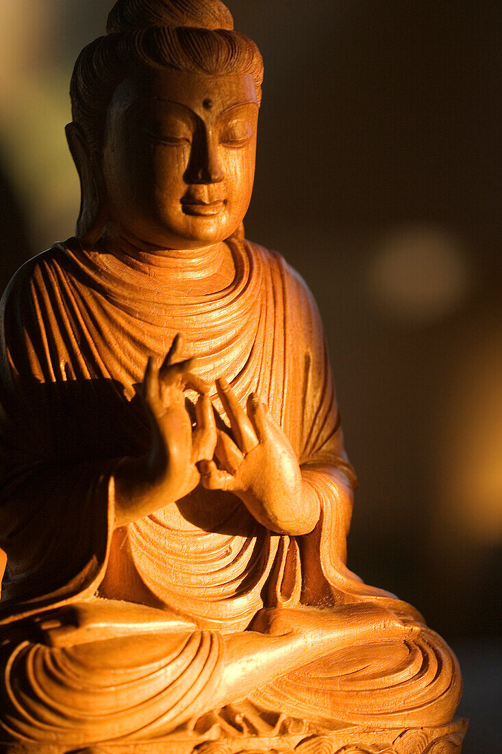 Myanmar, Statue of a wooden Budha