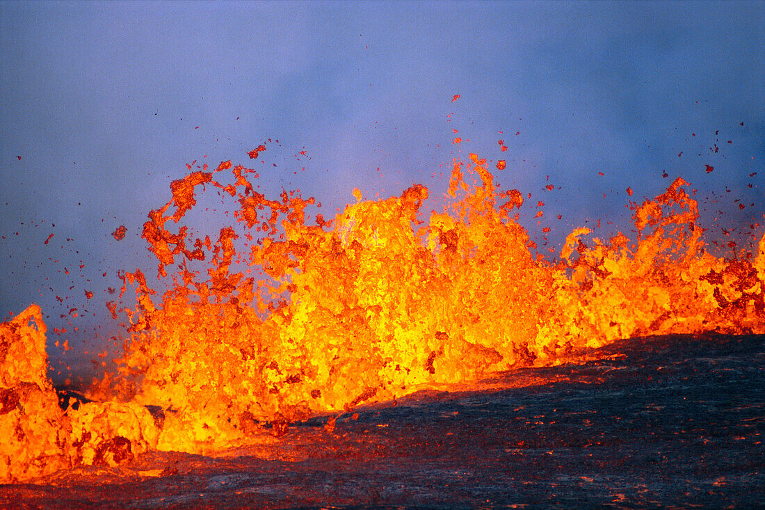Hawaii, Big Island, Close-up of lava from East Rift Zone eruption of Kilauea near Pu'u Oo vent