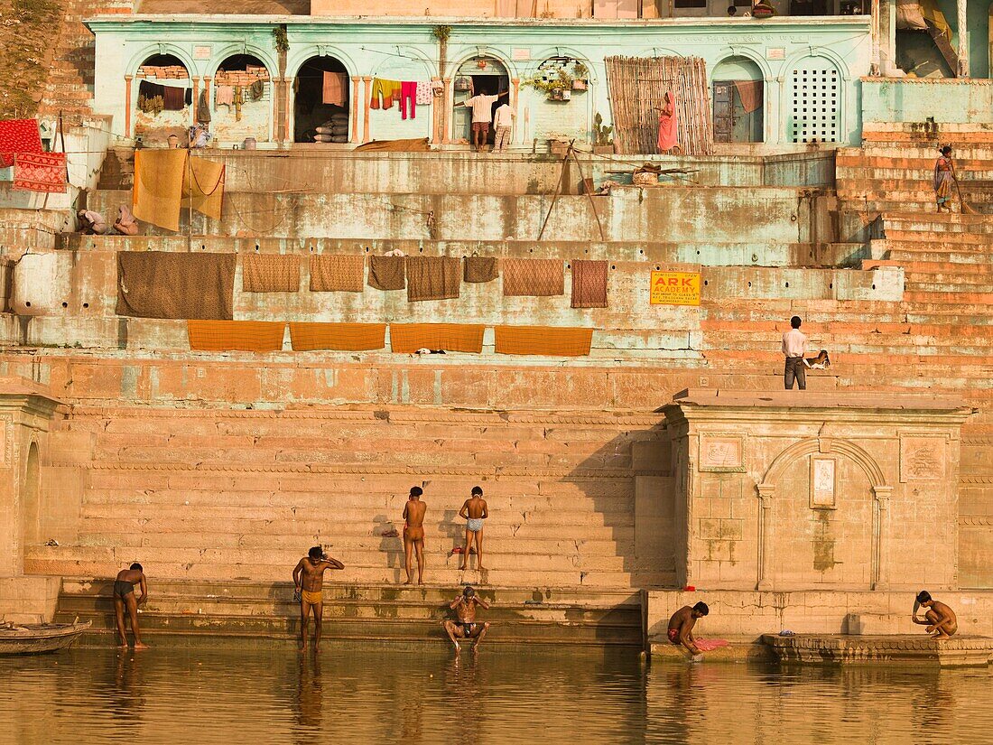 'People Bathing In The River; The Ganges, Varanasi, India'