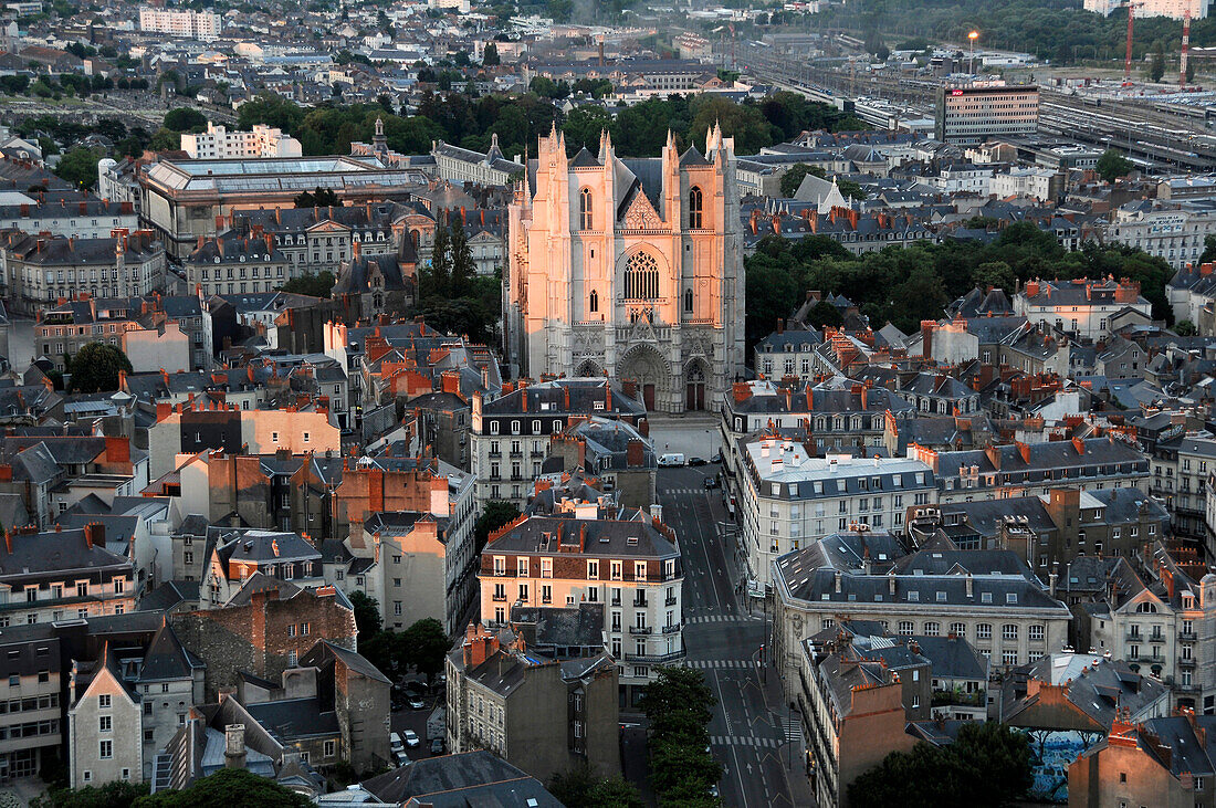 Aerial view of Nantes city, France