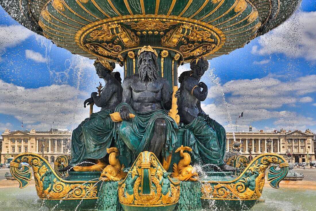 France , Paris City, Concorde Square Fountain of Mars