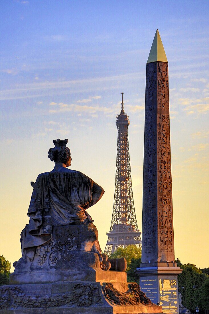 France , Paris City, Luxor Obelisc , Eiffel Tower