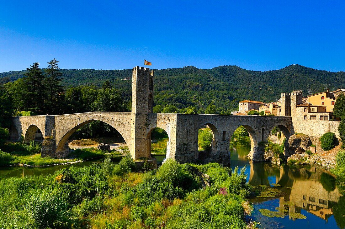 Spain , Catalonia ,Girona Province,Medieval Town of Besalu City, Besalu Bridge