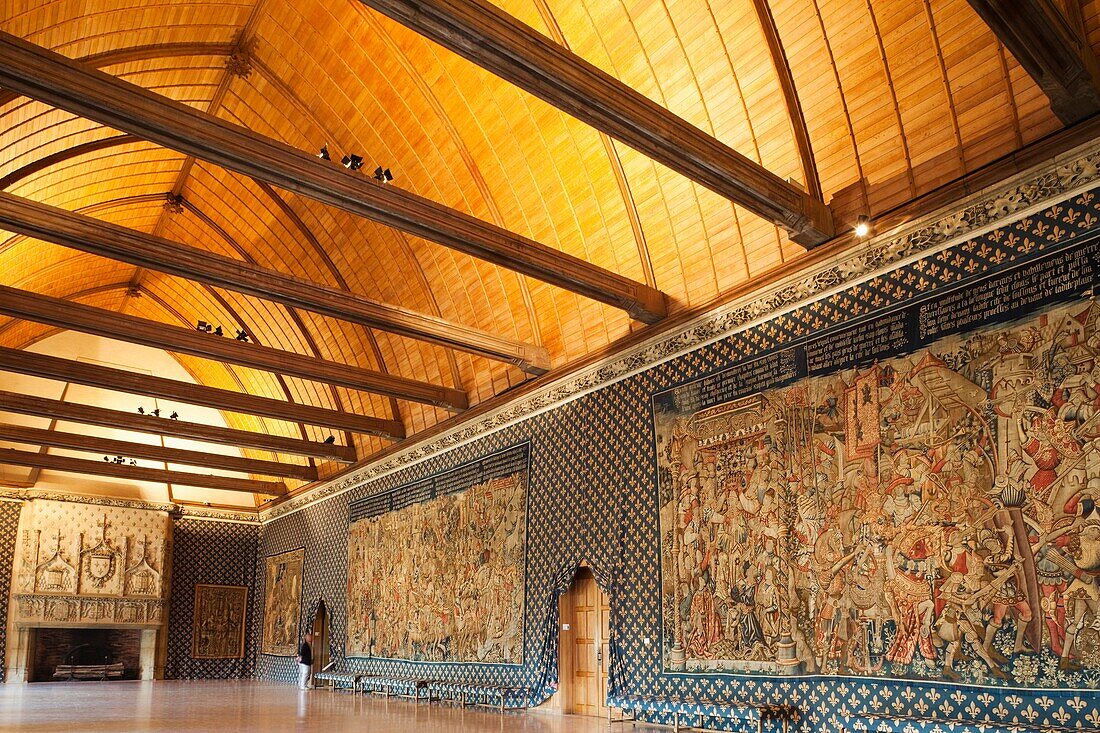 France, Champagne, Reims, Tau Palace, The Tau Room with Tapestries depicting the Life of Clovis