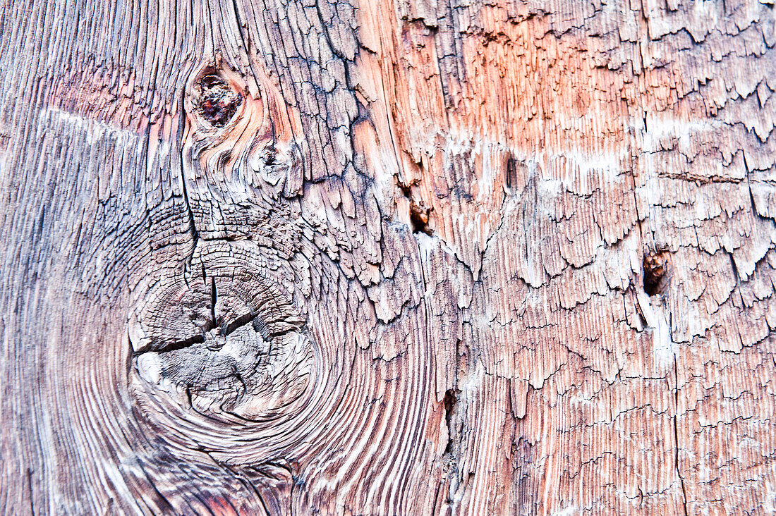 Nahaufnahme von einem Holzbalken, Livigno, Lombardei, Italien