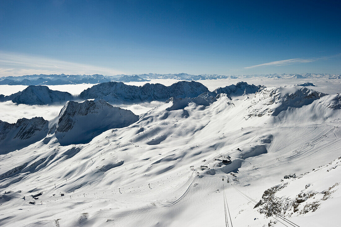 Skigebiet, Zugspitze, Garmisch-Partenkirchen, Bayern, Deutschland