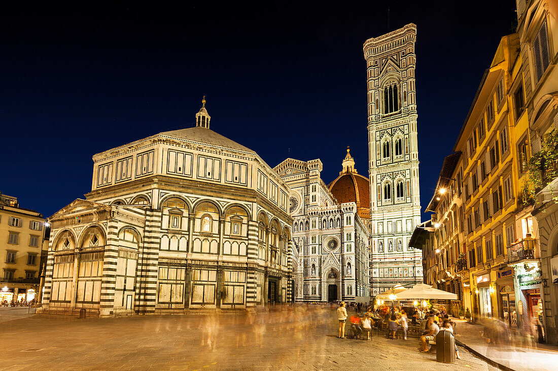 Dom, Kathedrale Santa Maria del Fiore mit Giottos Campanile, Baptisterium, Piazza Giovanni, Florenz, Toskana, Italien, Europa