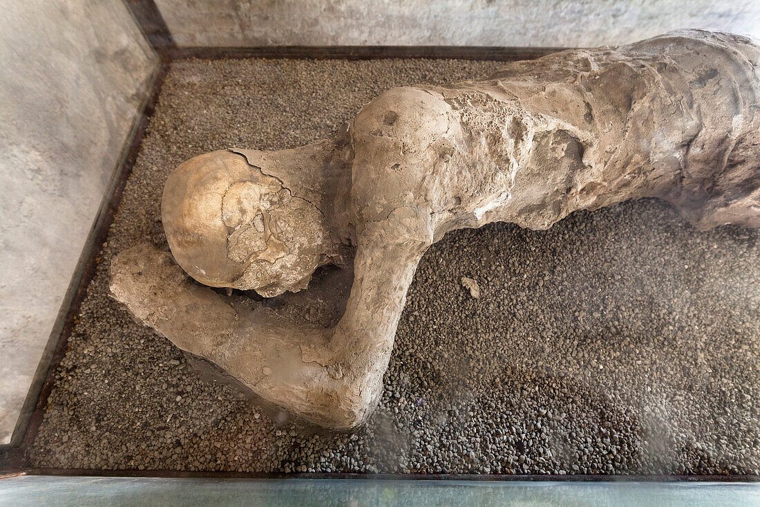 Victim of the eruption of Vesuvius 79 AD, historic town of Pompeii in the Gulf of Naples, Campania, Italy, Europe