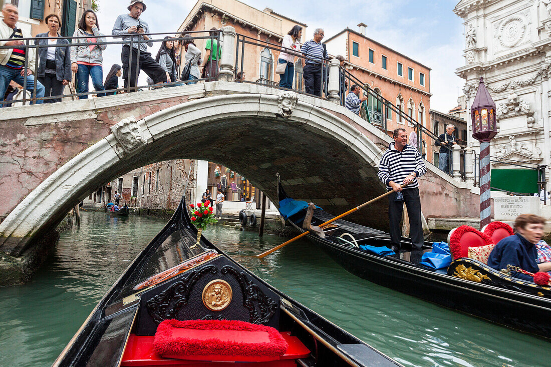 Gondola in the canals of Venice, Venetia, Italy, Europe