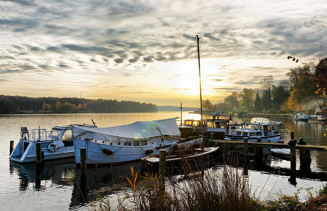 Port at Lake Jungfernsee, Havel, Potsdam, Land Brandenburg, Germany
