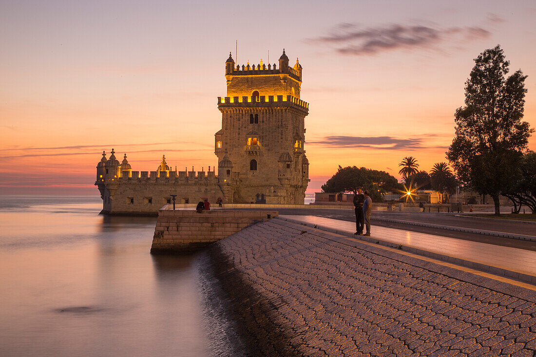Torre de Belem tower at sunset, Lisbon, Lisboa, Portugal