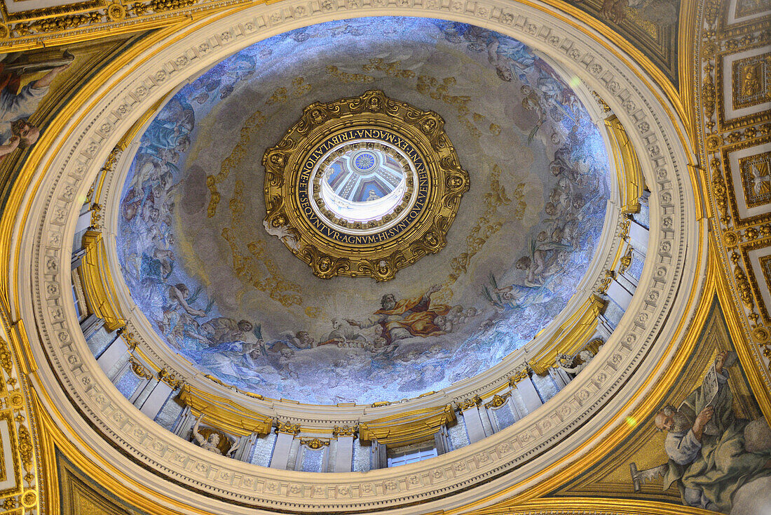 Dome in St Peter´s basilica, interior, Vatican, UNESCO World Heritage Site Rome, Rome, Latium, Lazio, Italy