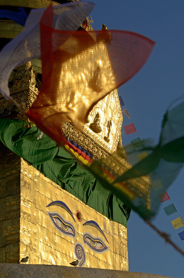 Gebetsfahnen, Swayambhunath Stupa, Kathmandu, Kathmandu Valley, Nepal, Asien