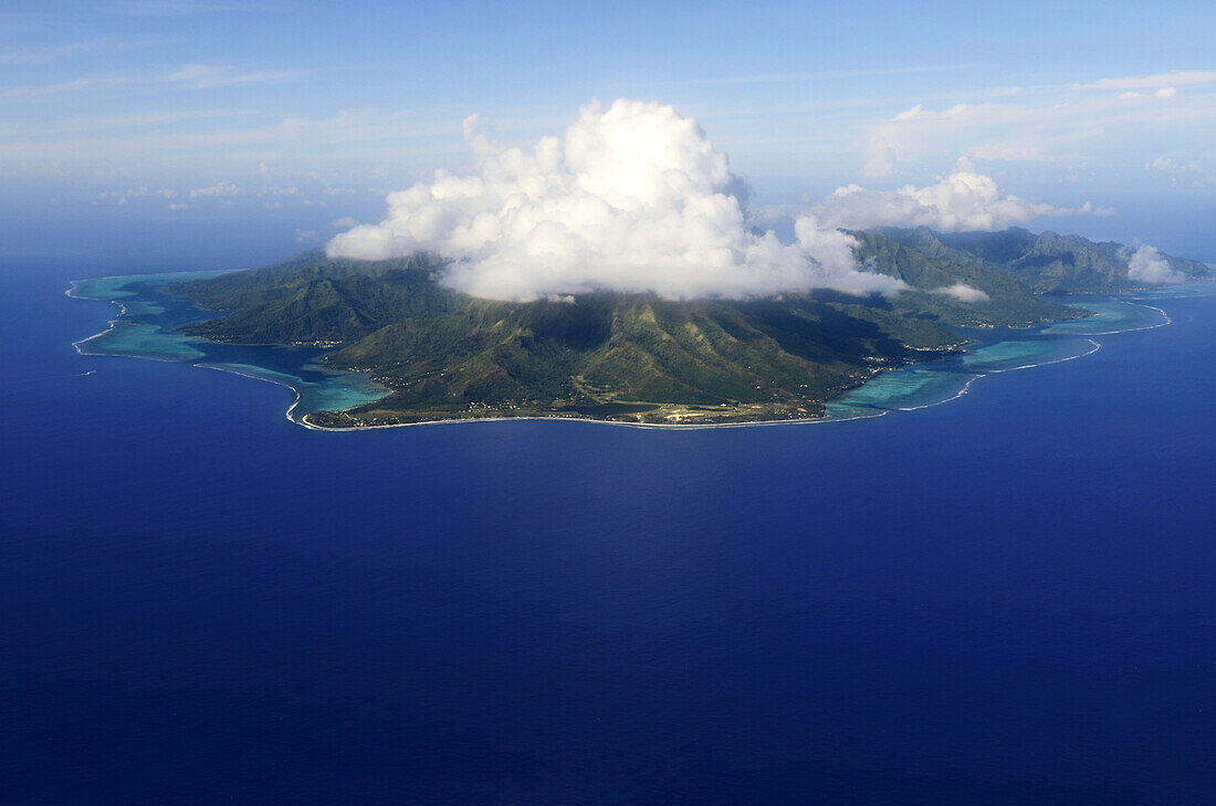 Aerial view of the island of Raiatea, Society Islands, French Polynesia, Windward Islands, South Pacific