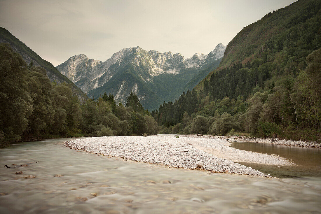 River at Soca valley around Bovec, Julian Alps, Primorska, Slovenia