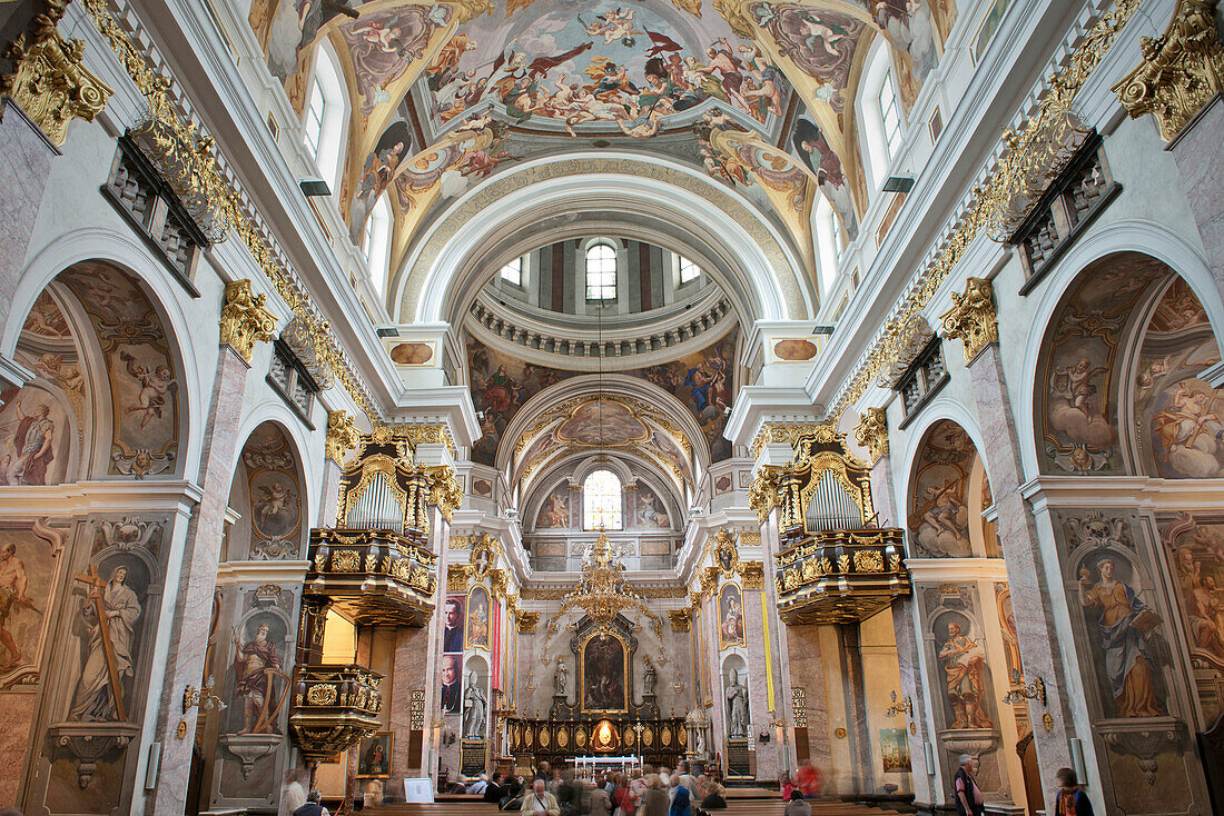 Franciscan church of the annunciation interior view, Baroque, capital Ljubljana, Slovenia